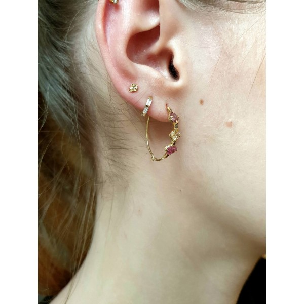 5 Octobre aukso auskarai su safyrais ir deimantais